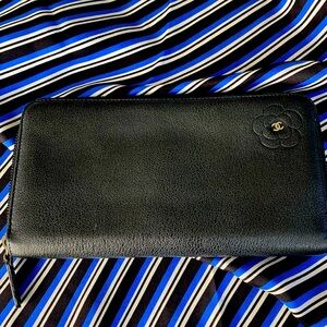 Black Leather Chanel Wallet